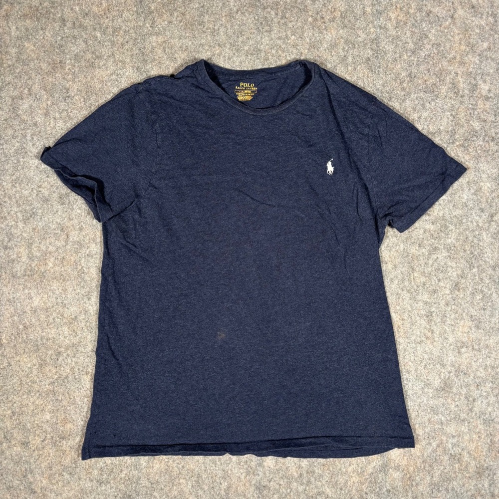 Polo Ralph Lauren T-Shirt Mens L Navy Blue Custom Slim Fit Pony Logo Tee *READ